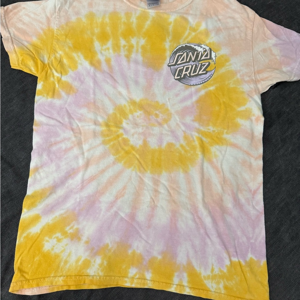 Santa Cruz Skateboards Yellow and Pink Tie-Dye Tee